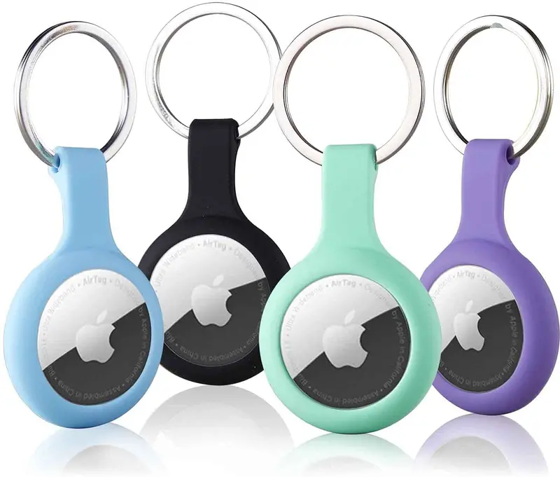 4-Pack Silicone Airtag Protective Case Set – Shockproof Covers With Keychain Loops For Apple Airtag, Ideal For Pets, Bags, And Everyday Tracking 1
