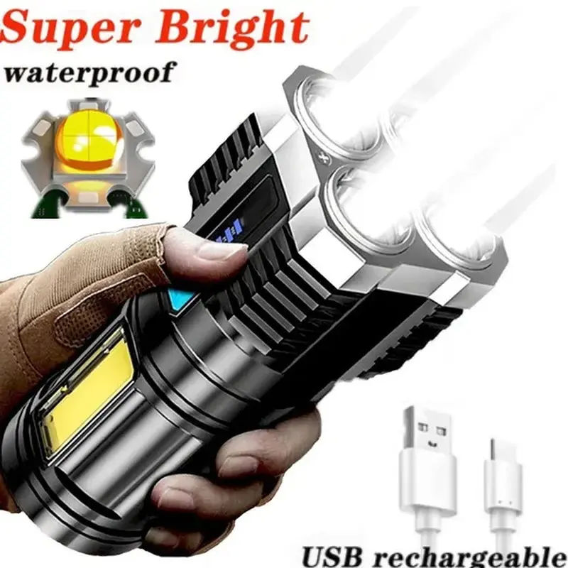 5-Led Usb-Rechargeable Flashlight – Ultra-Bright Xenon Lamp With Power Display, Long-Range Beam & Multi-Use Outdoor Design 1