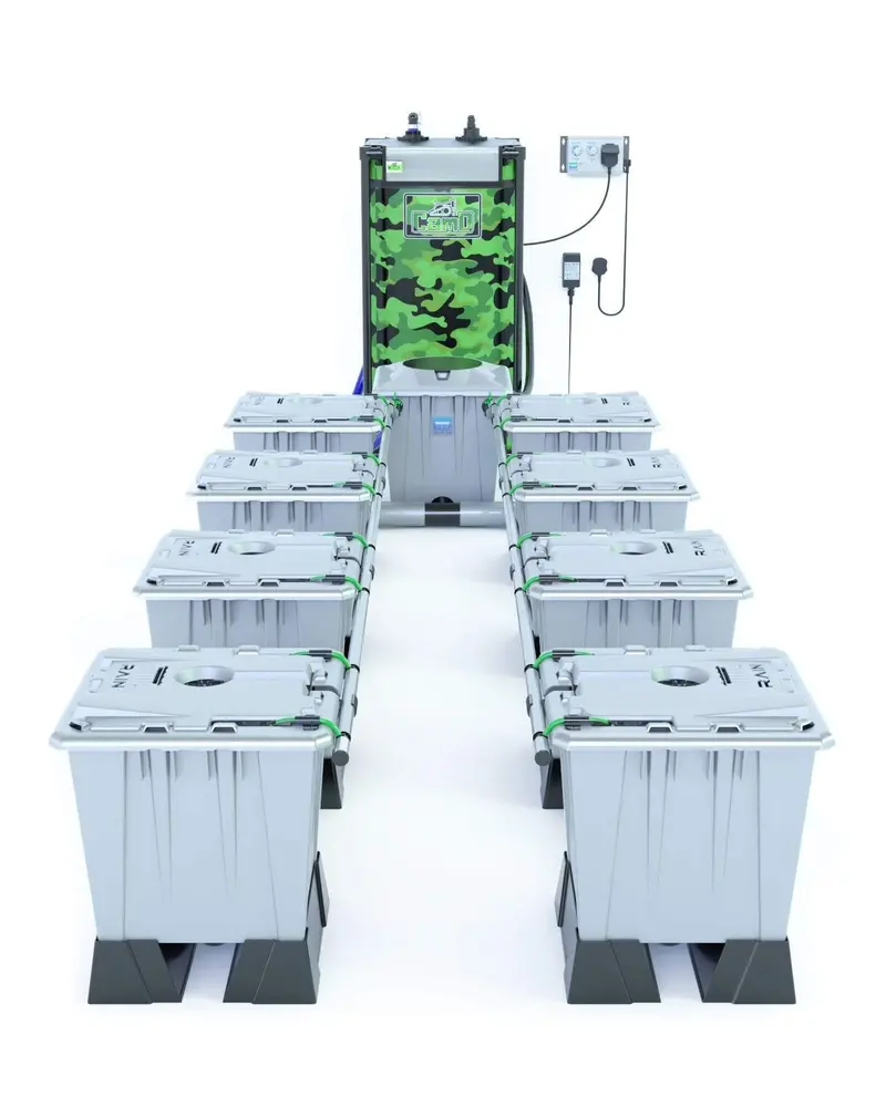 Alien Rain™ 8-Station 15L Drip Hydroponic System – Silver Series Pro 1