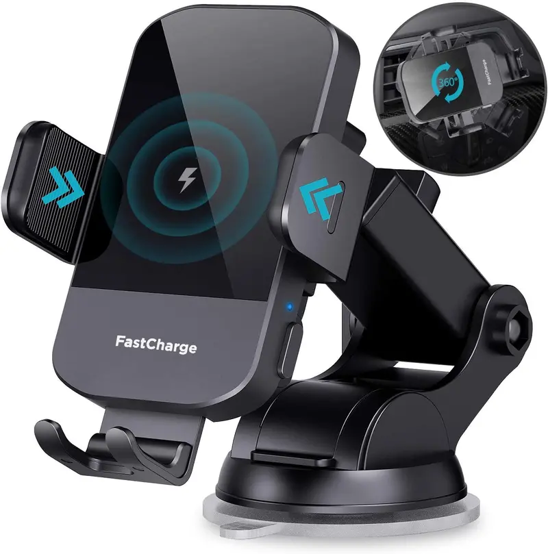 Chgeek 15W Wireless Car Charger With Auto-Clamping Mount – Fast Charging For Iphone & Samsung Devices 1