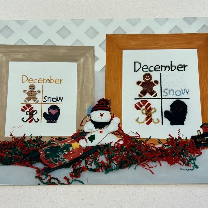 December-Themed Holiday Cross-Stitch Squares 1