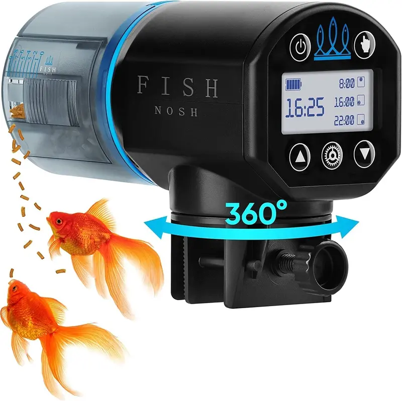 Fishnosh Automatic Aquarium Fish Feeder – 2023 Upgraded Timer Dispenser For Tanks & Ponds – Battery-Powered, Weekend-Scheduled Feeding For Goldfish, Koi & More 1