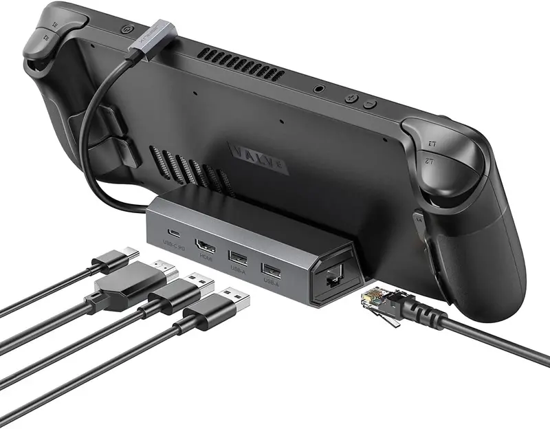 Jsaux Hb0602 5-In-1 Steam Deck Dock – Hdmi 2.0 4K@60Hz, Gigabit Ethernet, Dual Usb-A, Fast-Charging Usb-C 1