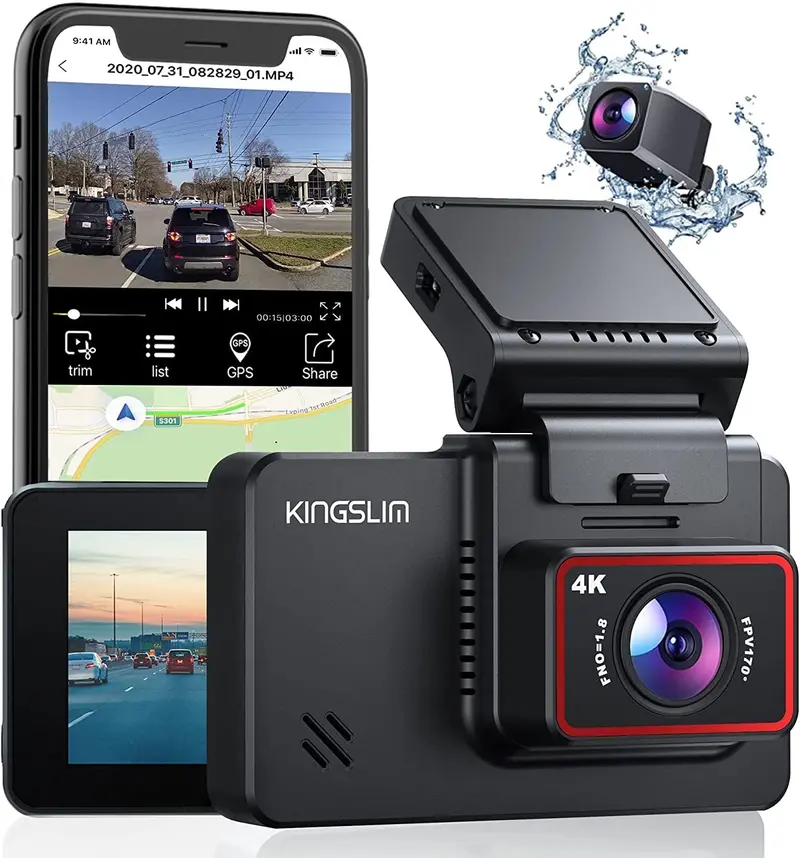 Kingslim D4 4K Dual Dash Cam – Front 4K/2.5K & Rear 1080P With Sony Starvis Sensor, Ips Touchscreen, Gps, Wi-Fi, And 256Gb Support 1