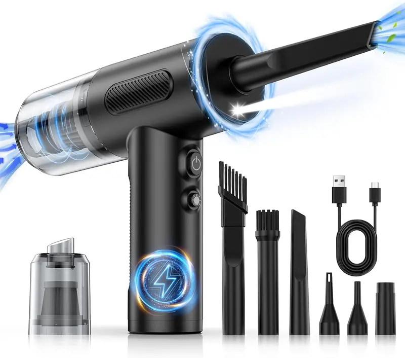 Kopidoe High-Speed Electric Air Duster — 100,000 Rpm Handheld Car Vacuum & Blower With 3-Speed Control, Led Light & 10-Accessory Kit 1