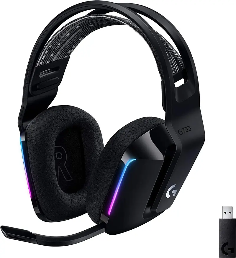 Logitech G733 Lightspeed Wireless Gaming Headset – Rgb Lighting, Blue Voice Mic, Pro-G Drivers, Suspension Headband – Matte Black 1