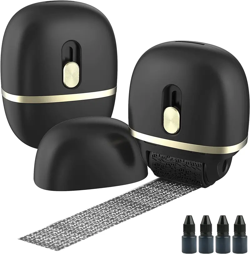 Lomil Identity Protection Roller Stamp Set – Confidential Privacy Stamp With 4 Refills For Id Redaction & Document Security – Black 1