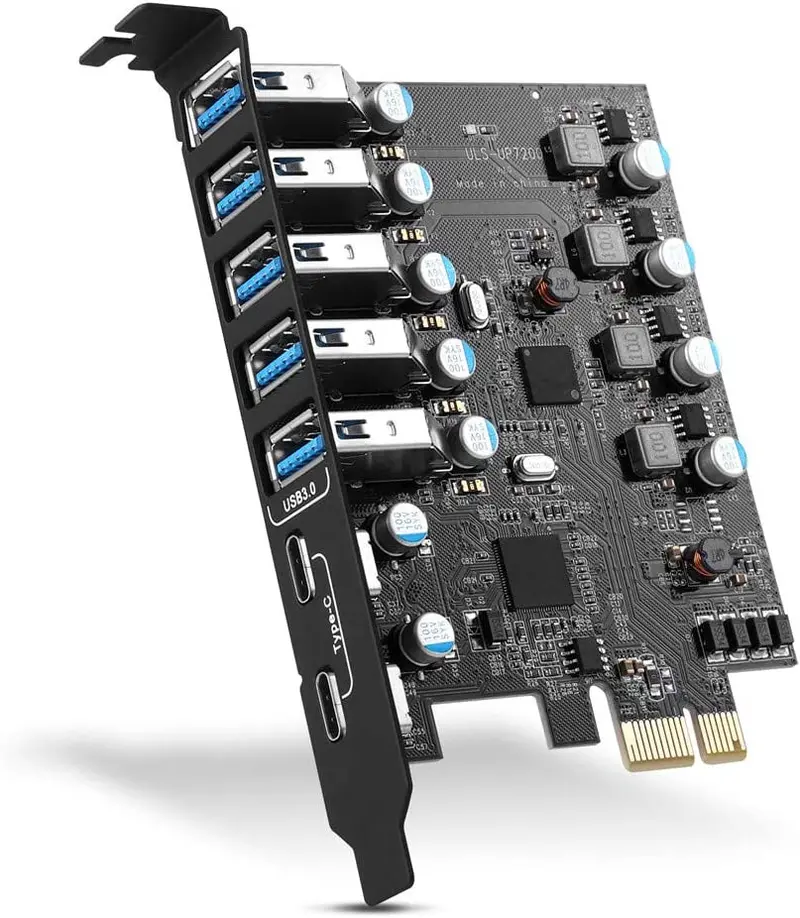 Pci-E To Usb 3.0 Expansion Card – 7-Port Hub (2X Usb-C + 5X Usb-A), Internal Add-In Card For Desktop Pcs & Macs 1