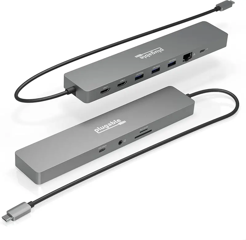 Plugable 11-In-1 Usb-C Laptop Dock – 100W Pass-Through Charging, Dual 4K@60Hz Hdmi, Sd Card Reader, Gigabit Ethernet, Usb-A/C Ports, Thunderbolt 4 Ready 1
