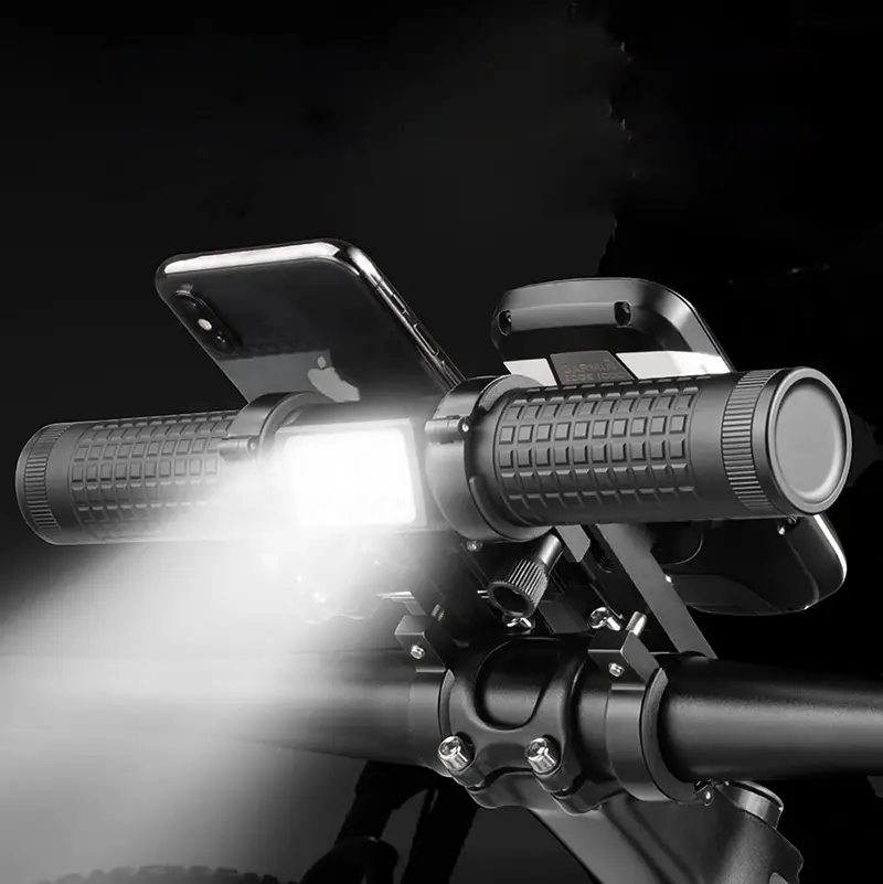 Redcomets Bike Handlebar Extender – Usb-Rechargeable Mount With 2400Lm Light, Phone & Cycling Computer Holder, And 10,000Mah Power Bank Integration 1