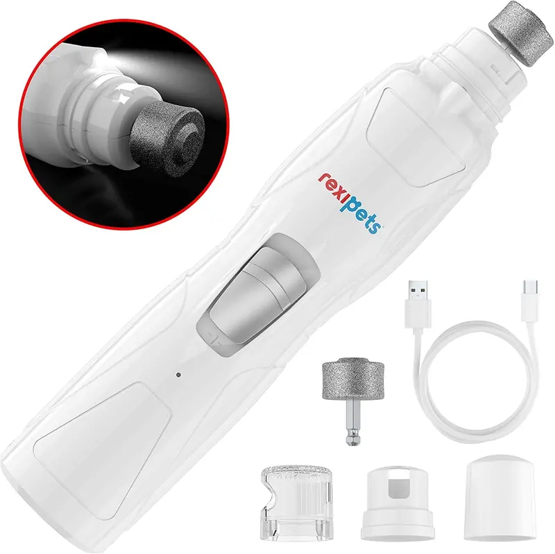 Rexipets Rechargeable Pet Nail Grinder: 2-Speed Quiet Motor, 3-Sized Guide Ports & Up To 4 Hours Runtime For Cats & Dogs Of All Sizes 1
