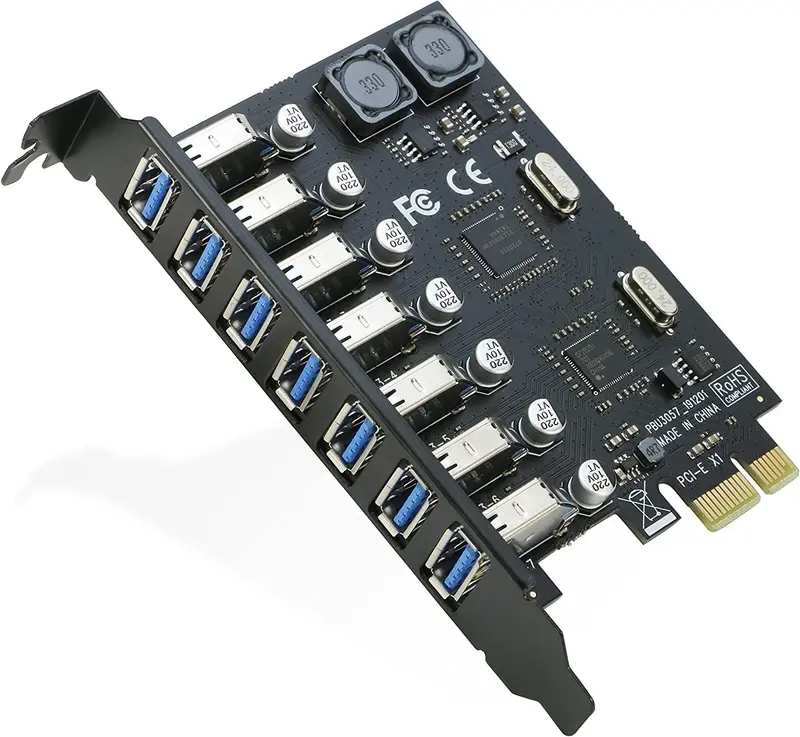 Riitop Pcie X1 To 7-Port Usb 3.0 Adapter Card – 5Gbps, Bus-Powered 1