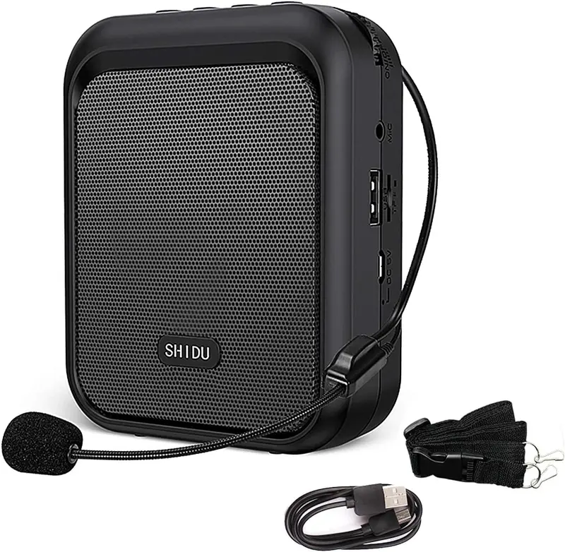 Shidu Portable Bluetooth Voice Amplifier – 10W Rechargeable Pa System With Wired Mic Headset For Educators, Guides & Trainers 1