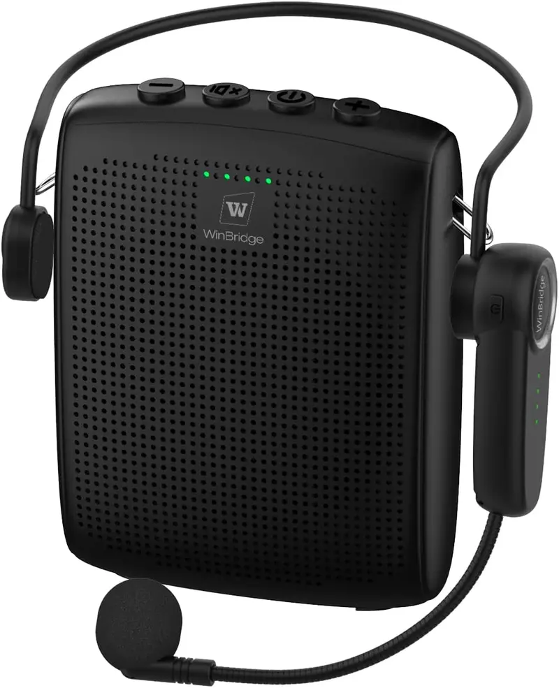 Winbridge Wb002 Wireless Voice Amplifier – 15W Portable Pa System With Bluetooth Headset, Compact Megaphone For Educators & Guides 1