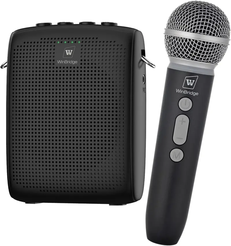Winbridge Wb009 Wireless Voice Amplifier – Portable Pa System With Bluetooth Handheld Mic And Cardioid Pickup For Classrooms And Outdoor Presentations 1