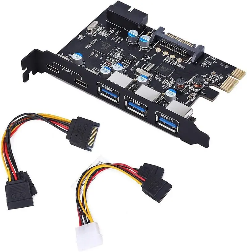 Yeeliya Pcie-To-Usb 3.0 Expansion Card – 5-Port Adapter With Dual Type-C + Triple Type-A Outputs & Internal 19-Pin Header For Windows Pcs 1